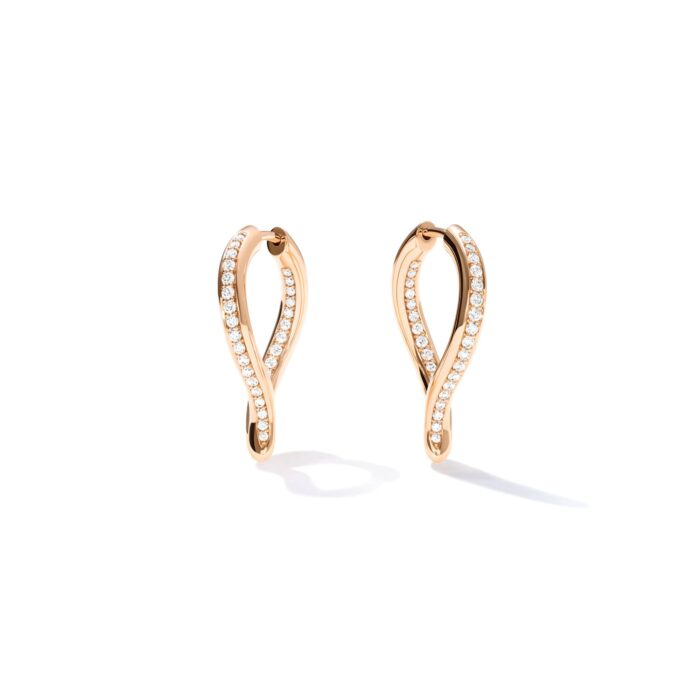 Ohrringe Signature Hoop Twisted Drop mit Diamant Pavé von Tamara Comolli bei Juwelier Jasper in Lippstadt